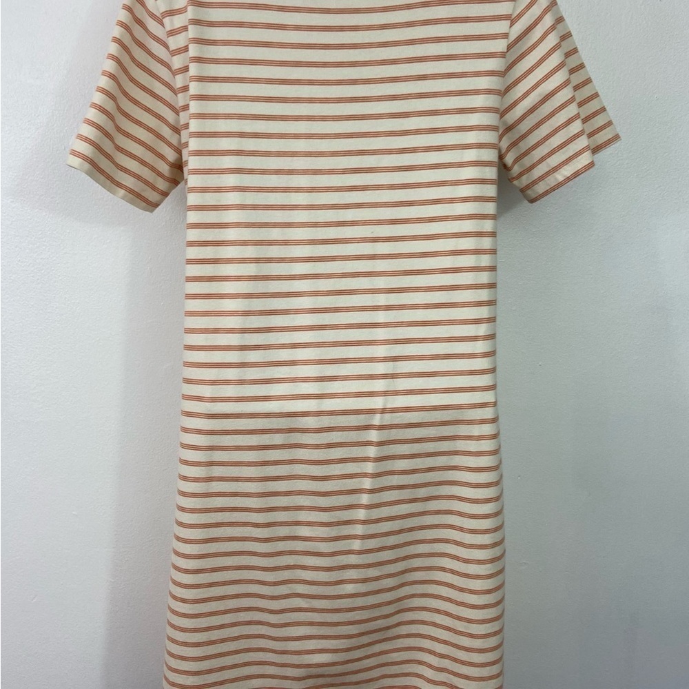 American Giant TShirt Dress Beige Striped Sz XS Preppy Classic 100% Cotton - Picture 3 of 9